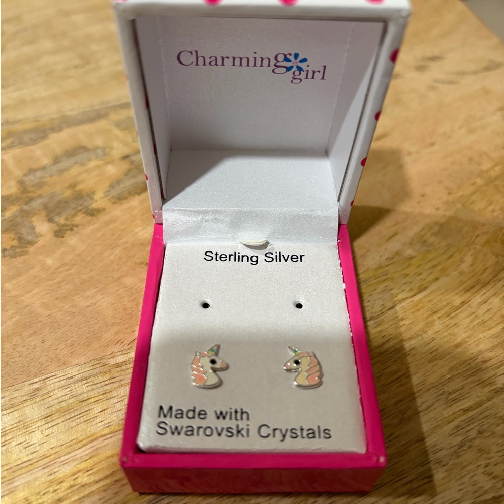 Charming Girl Sterling Silver Unicorn Earrings